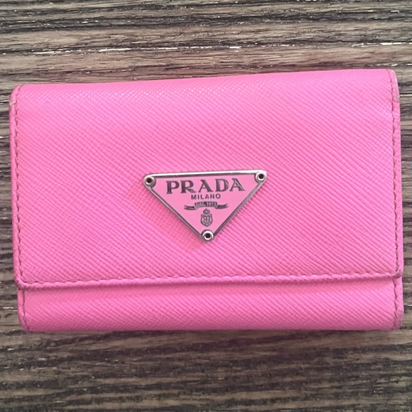 PRADA Pink Saffiano Leather Key Case - Picture 2 of 11